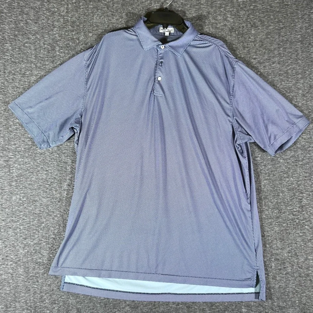 Peter Millar Summer Comfort Polo Shirt Blue Pattern Golf‎ Mens XL
